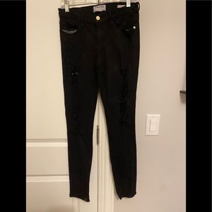 Frame Denim Black Jeans with holes